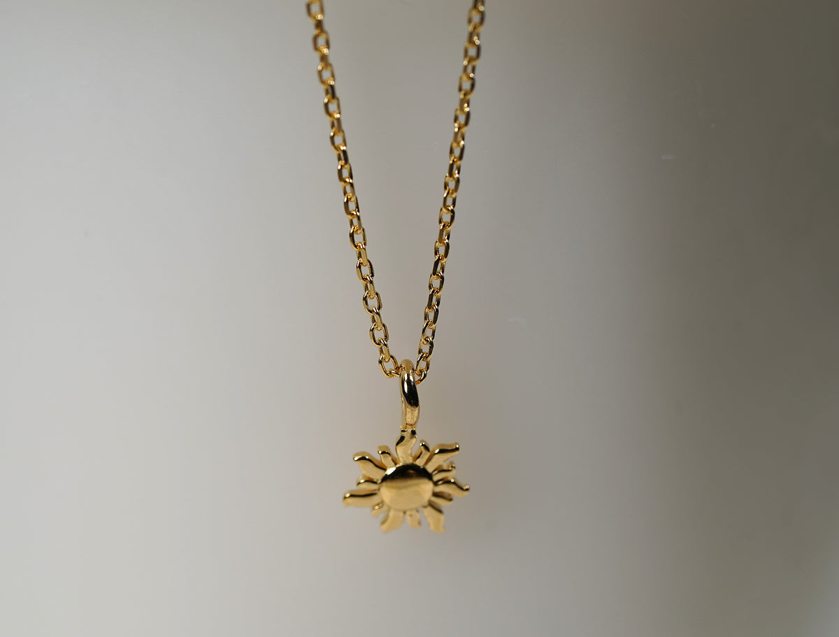 Gold Plated Sterling Silver Necklace with Sun Pendant