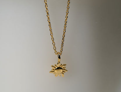 Gold Plated Sterling Silver Necklace with Sun Pendant