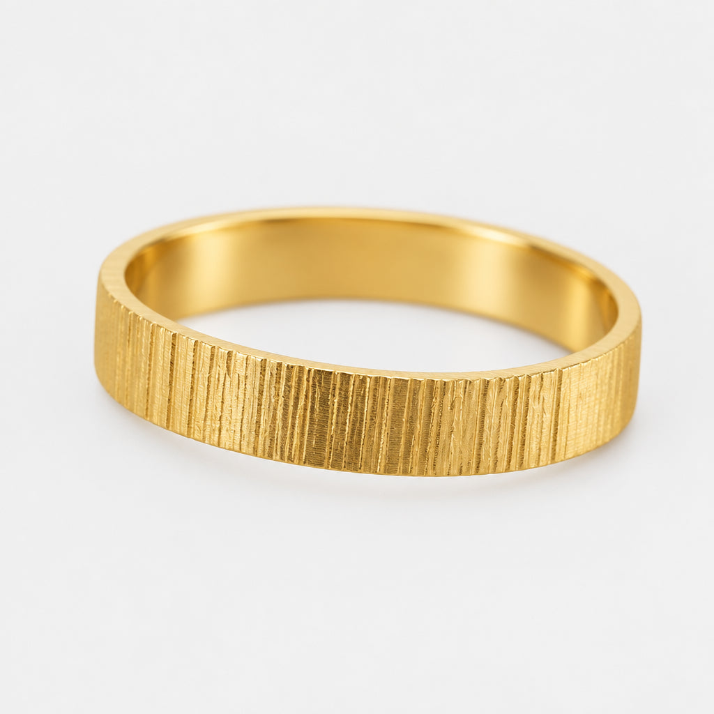 Gold Plated Sterling Silver Band Ring with Brush Finish