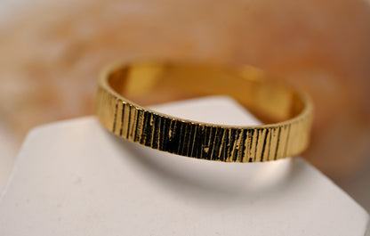 Gold Plated Sterling Silver Band Ring with Brush Finish