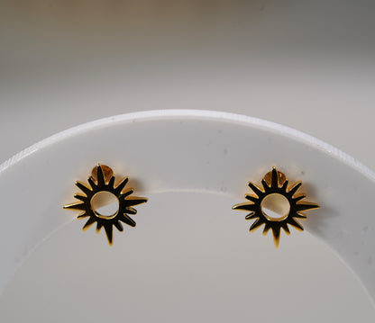 Gold Plated Sun Stud Earrings