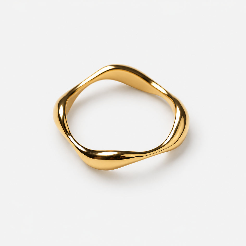 Gold Plated Sterling Silver Abstract Wave Ring