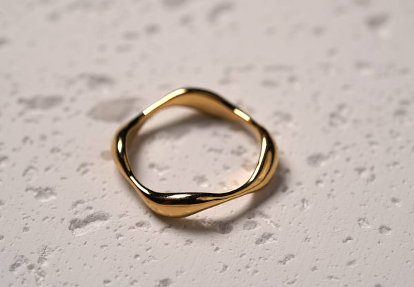 Gold Plated Sterling Silver Abstract Wave Ring