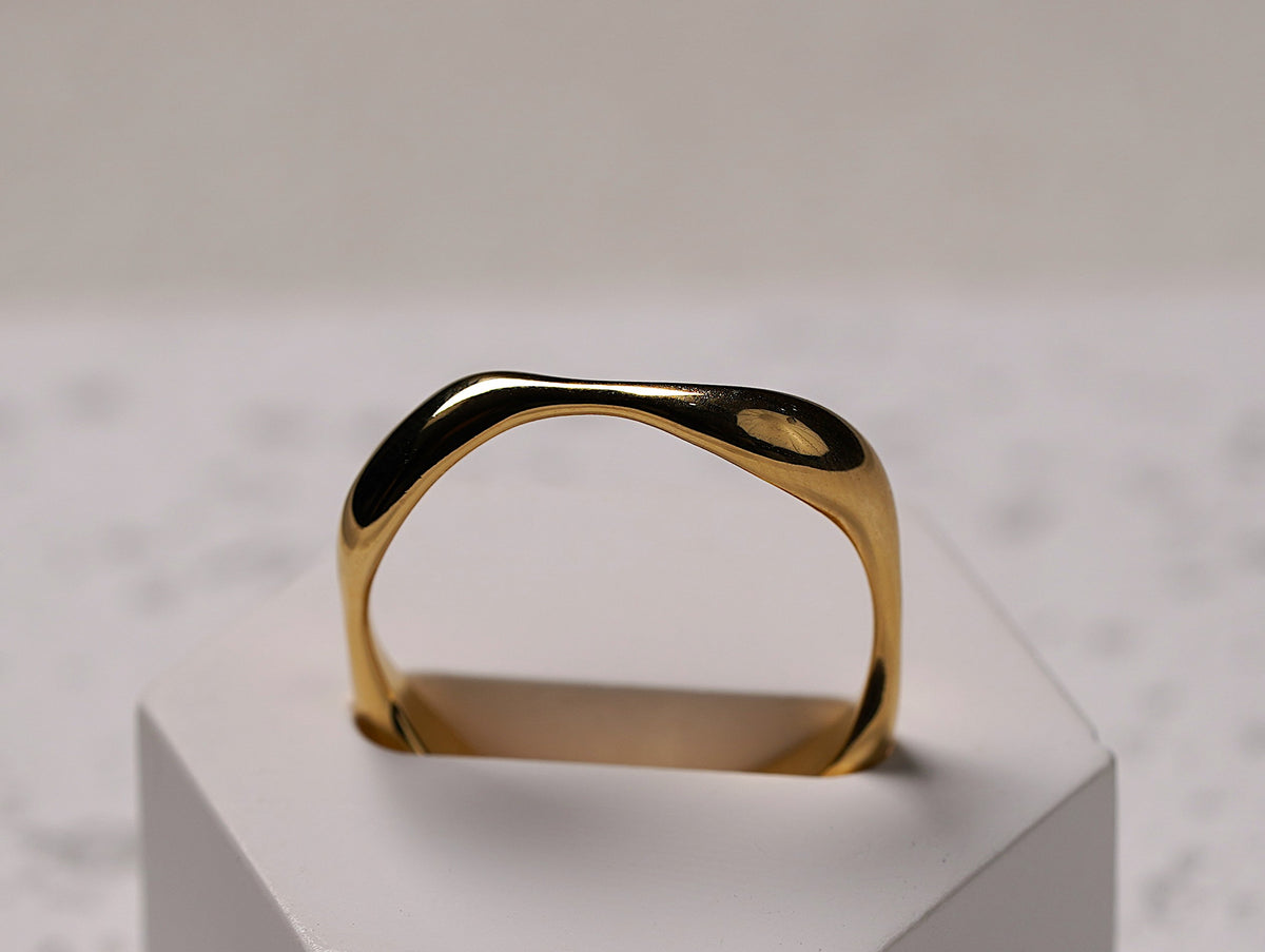 Gold Plated Sterling Silver Abstract Wave Ring