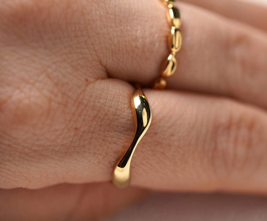 Gold Plated Sterling Silver Abstract Wave Ring