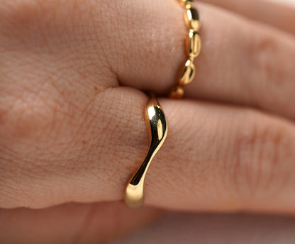 Gold Plated Sterling Silver Abstract Wave Ring