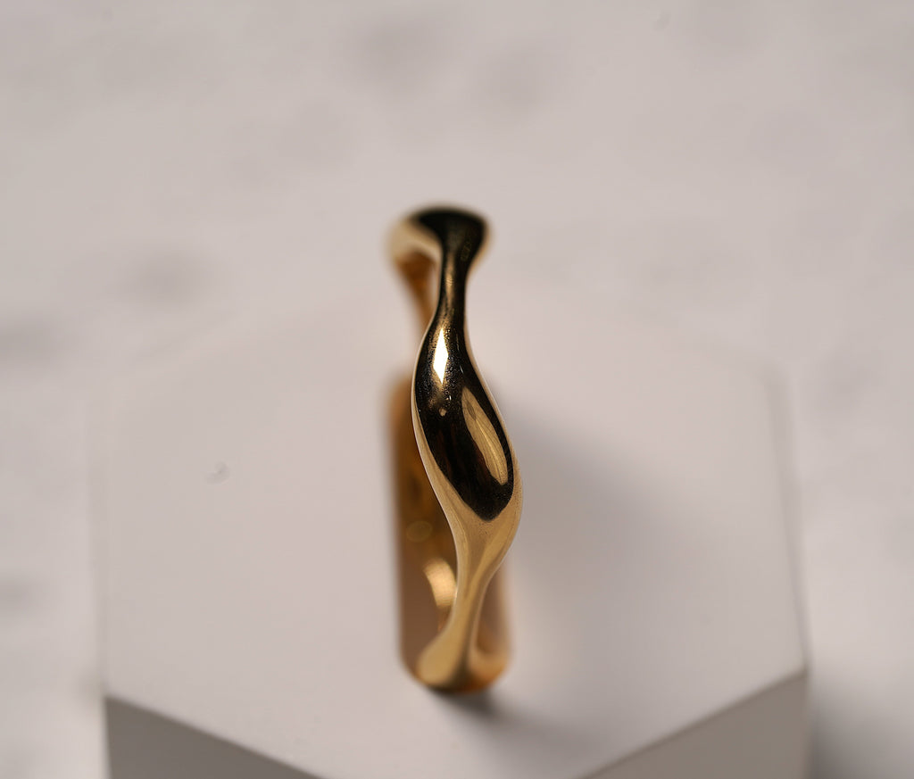 Gold Plated Sterling Silver Abstract Wave Ring
