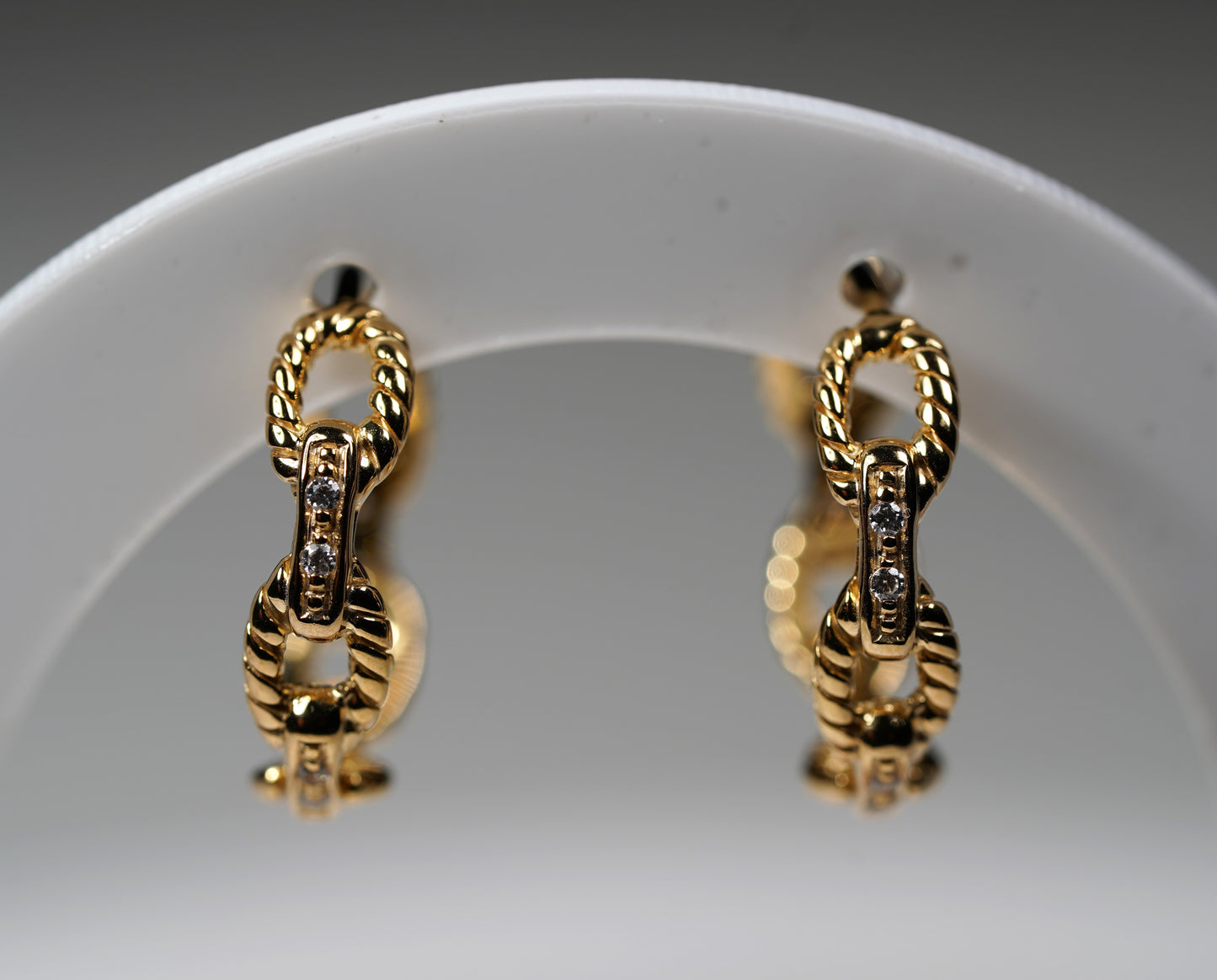 Gold Hoop Earring Chain Style Gold Plated Sterling Silver - Griha Threads & Treasure