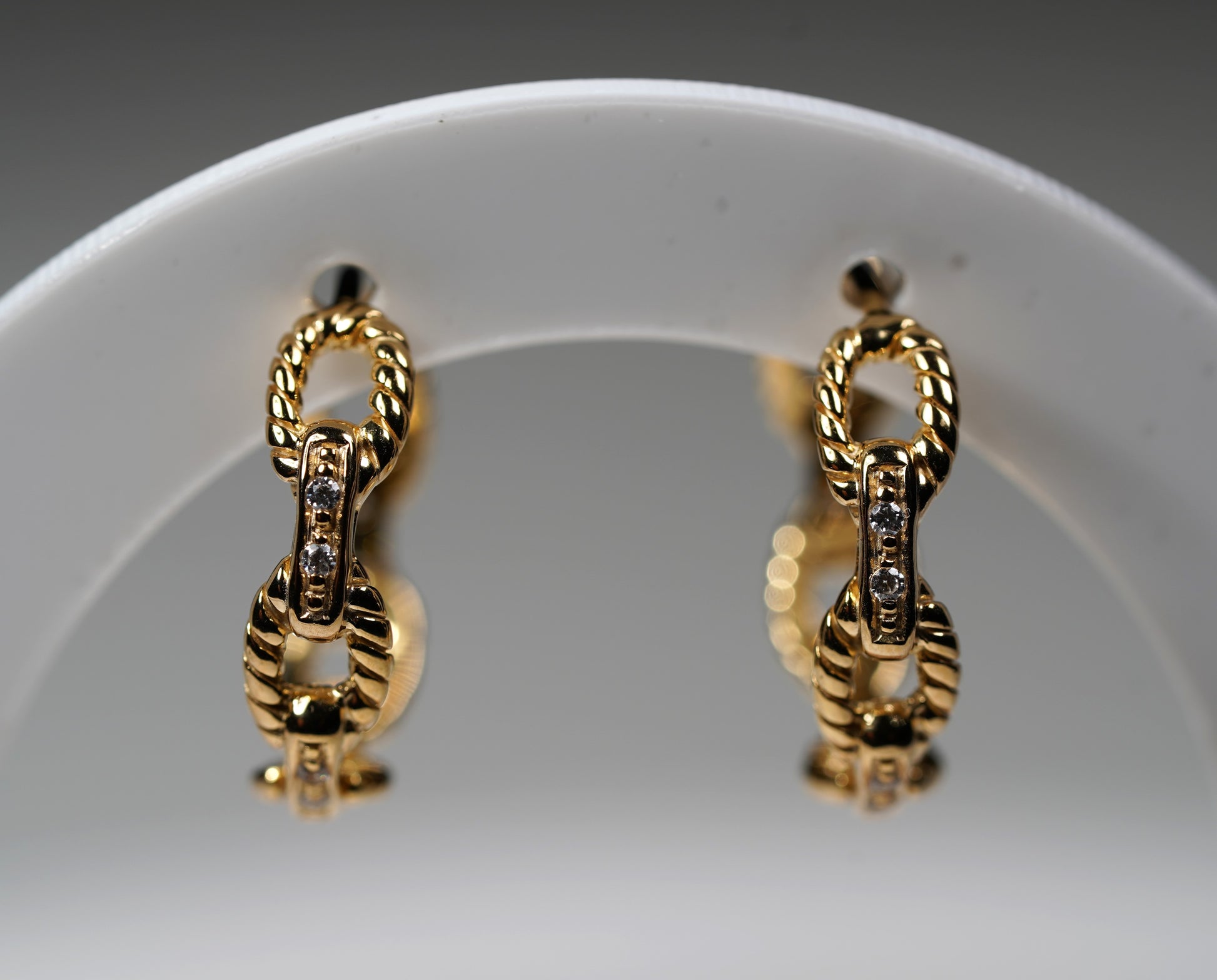 Gold Hoop Earring Chain Style Gold Plated Sterling Silver - Griha Threads & Treasure