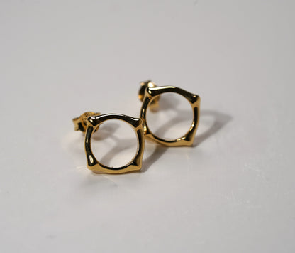 Gold plated 925 sterling silver bamboo inspired stud earrings