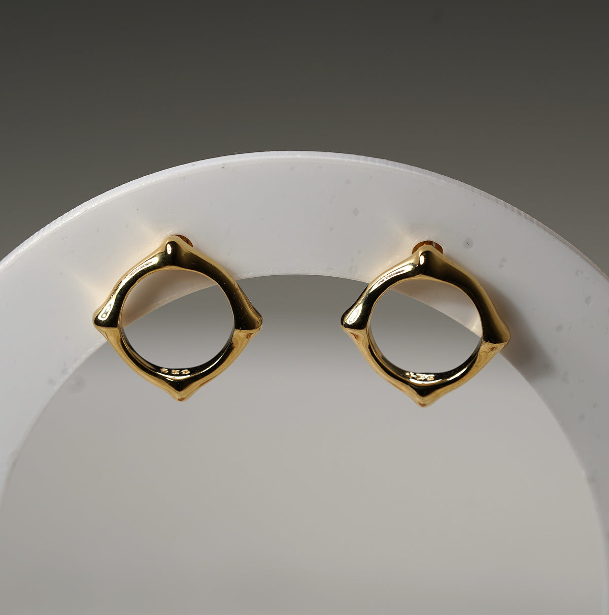 Gold plated 925 sterling silver bamboo inspired stud earrings