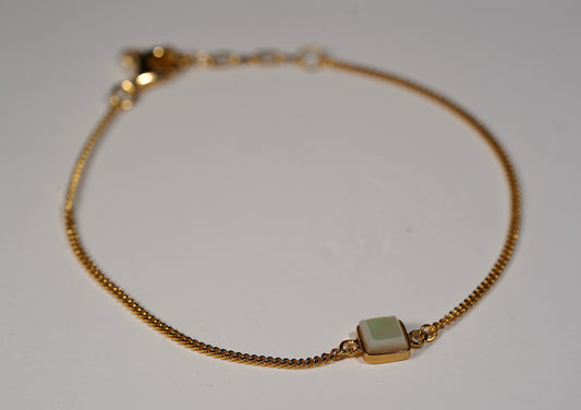Gold Plated Bracelet with Square Mother of Pearl Stone