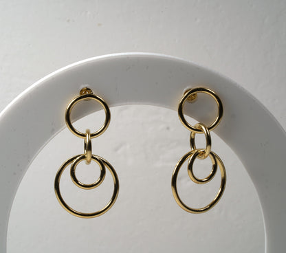 Gold plated circular wire drop earrings 925 sterling silver