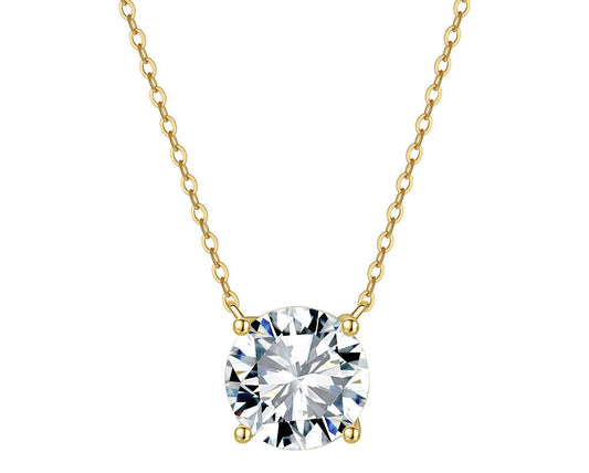2ct Moissanite Pendant Necklace 14k Gold Plated Silver