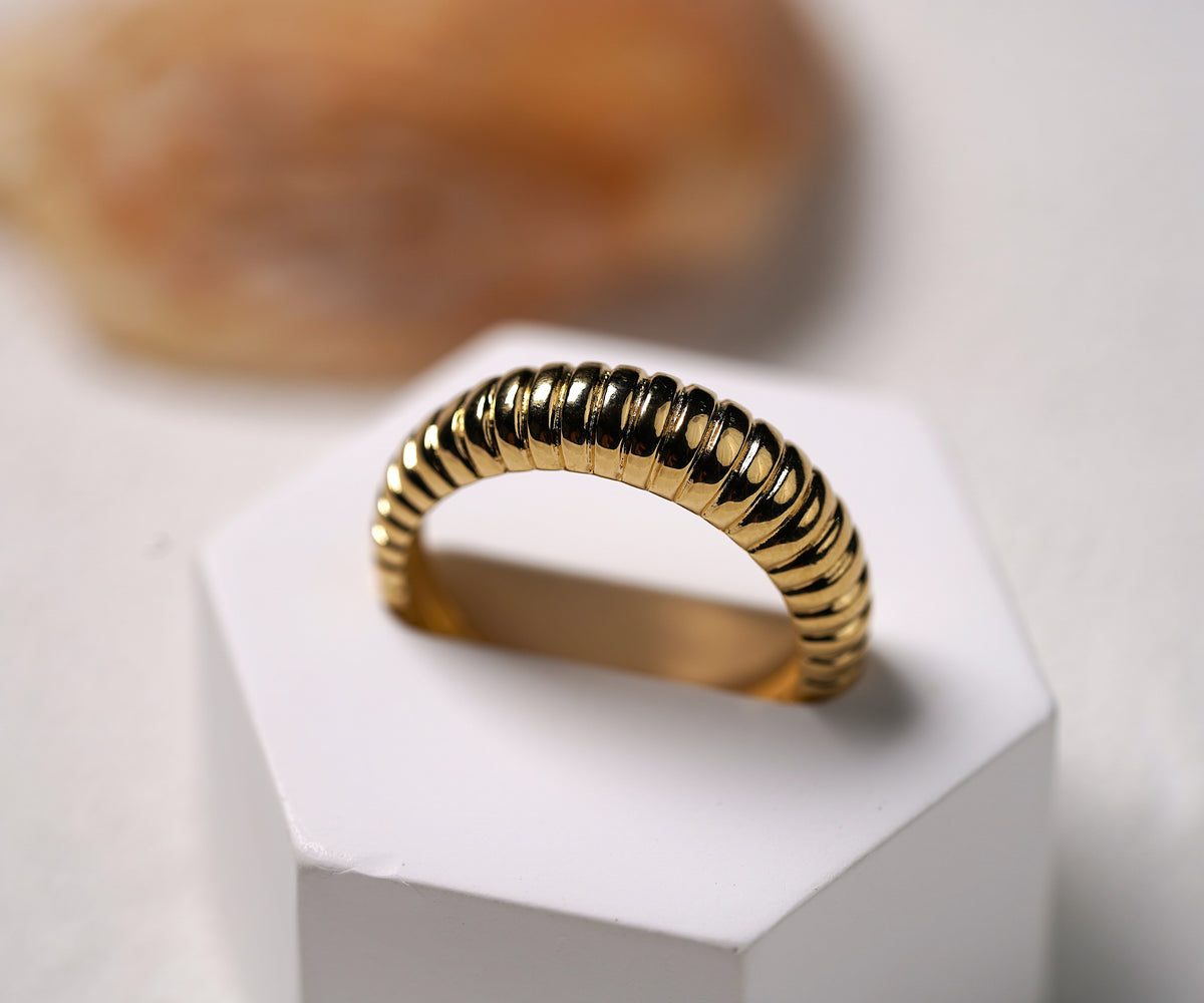 Gold Plated Sterling Silver Dome Line Ring