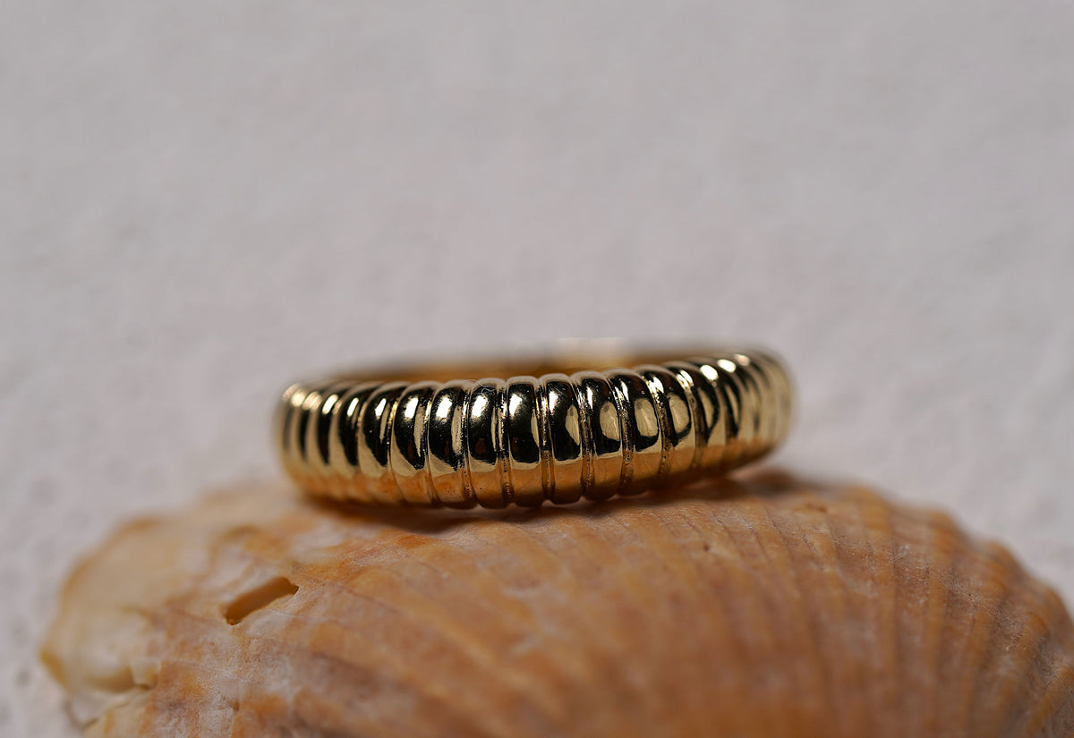 Gold Plated Sterling Silver Dome Line Ring 
