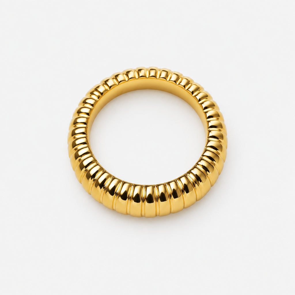 Gold Plated Sterling Silver Dome Line Ring