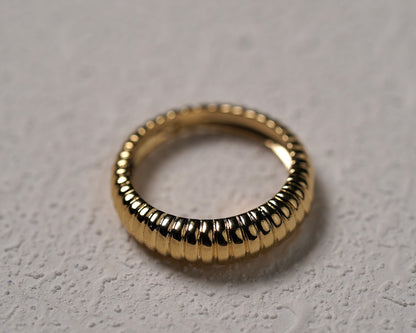 Gold Plated Sterling Silver Dome Line Ring