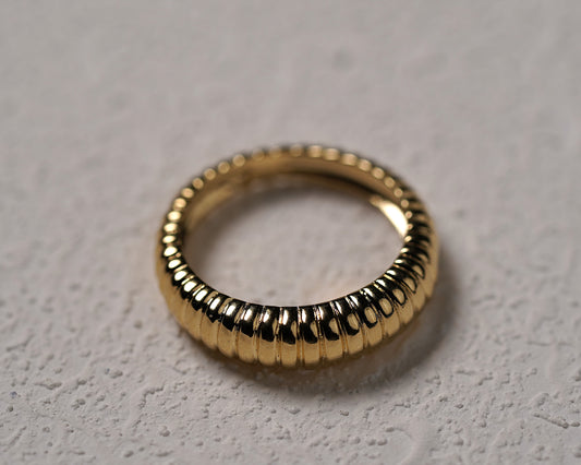 Gold Plated Sterling Silver Dome Line Ring