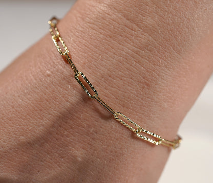 Gold Plated Sterling Silver Paperclip Extendable Bracelet