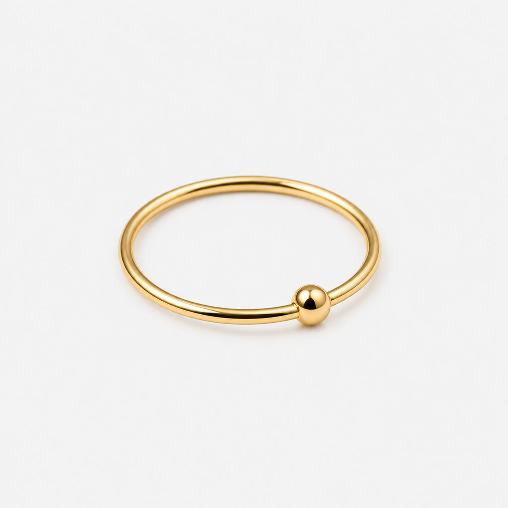 Gold Plated Sterling Silver Petite Stacking Ring with Ball Feature