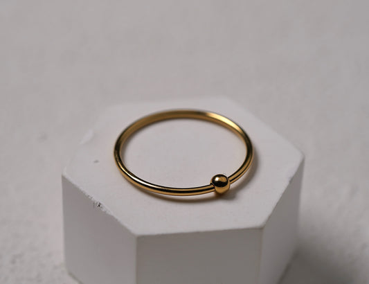 Gold Plated Sterling Silver Petite Stacking Ring with Ball Feature