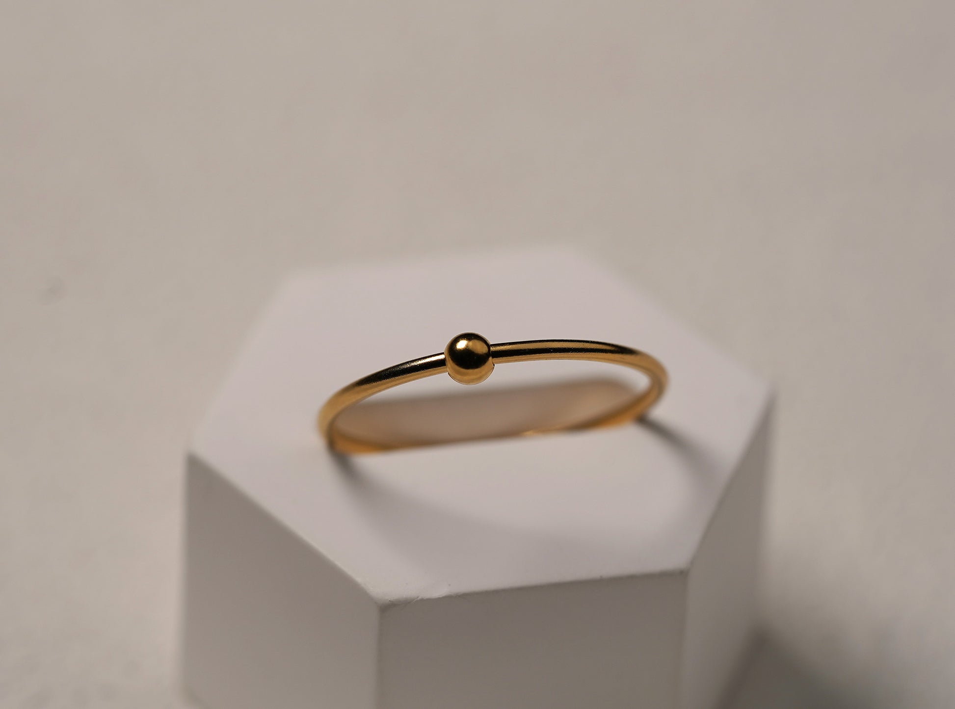 Gold Plated Sterling Silver Petite Stacking Ring with Ball Feature 