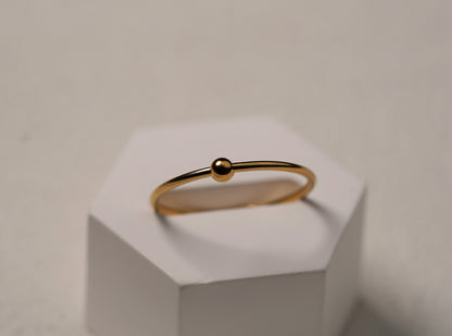 Gold Plated Sterling Silver Petite Stacking Ring with Ball Feature 