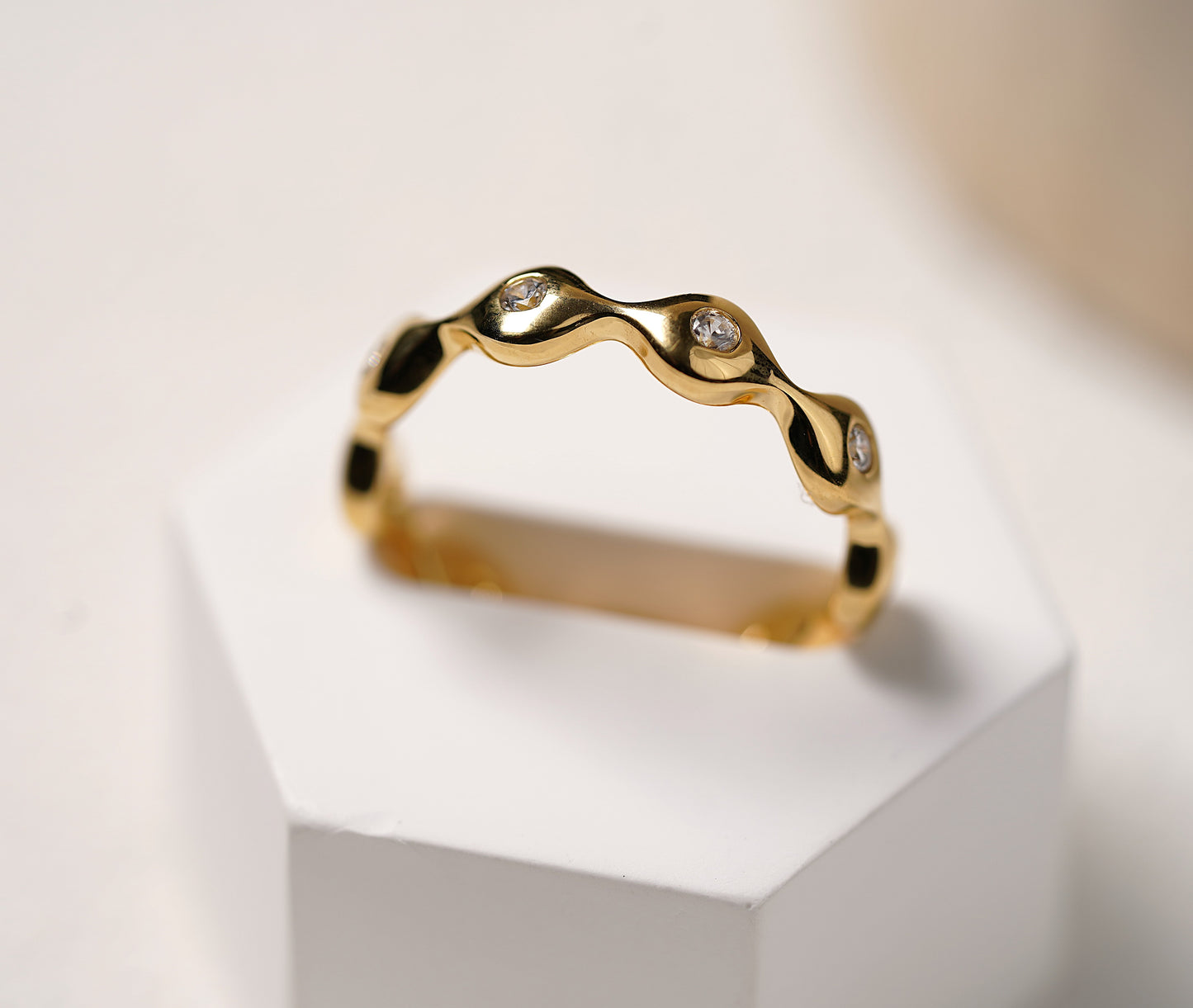 Gold Plated Sterling Silver Ring with Cubic Zirconia 