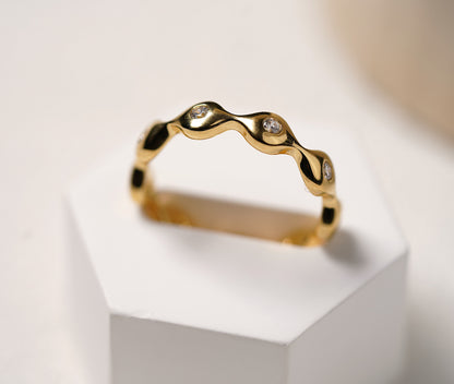 Gold Plated Sterling Silver Ring with Cubic Zirconia 