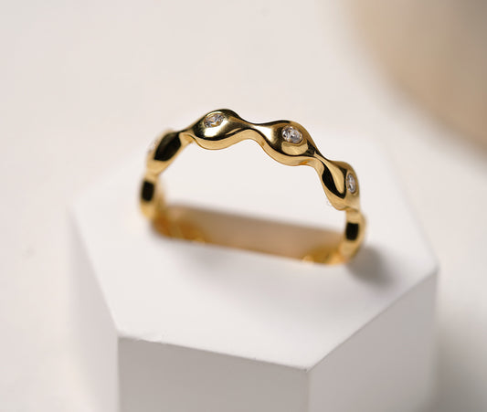 Gold Plated Sterling Silver Ring with Cubic Zirconia 