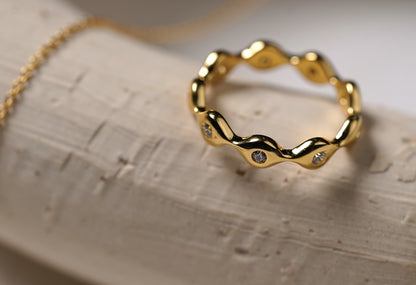 Gold Plated Sterling Silver Ring with Cubic Zirconia 