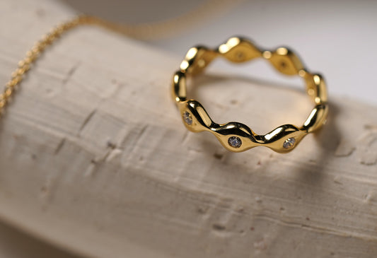 Gold Plated Sterling Silver Ring with Cubic Zirconia 