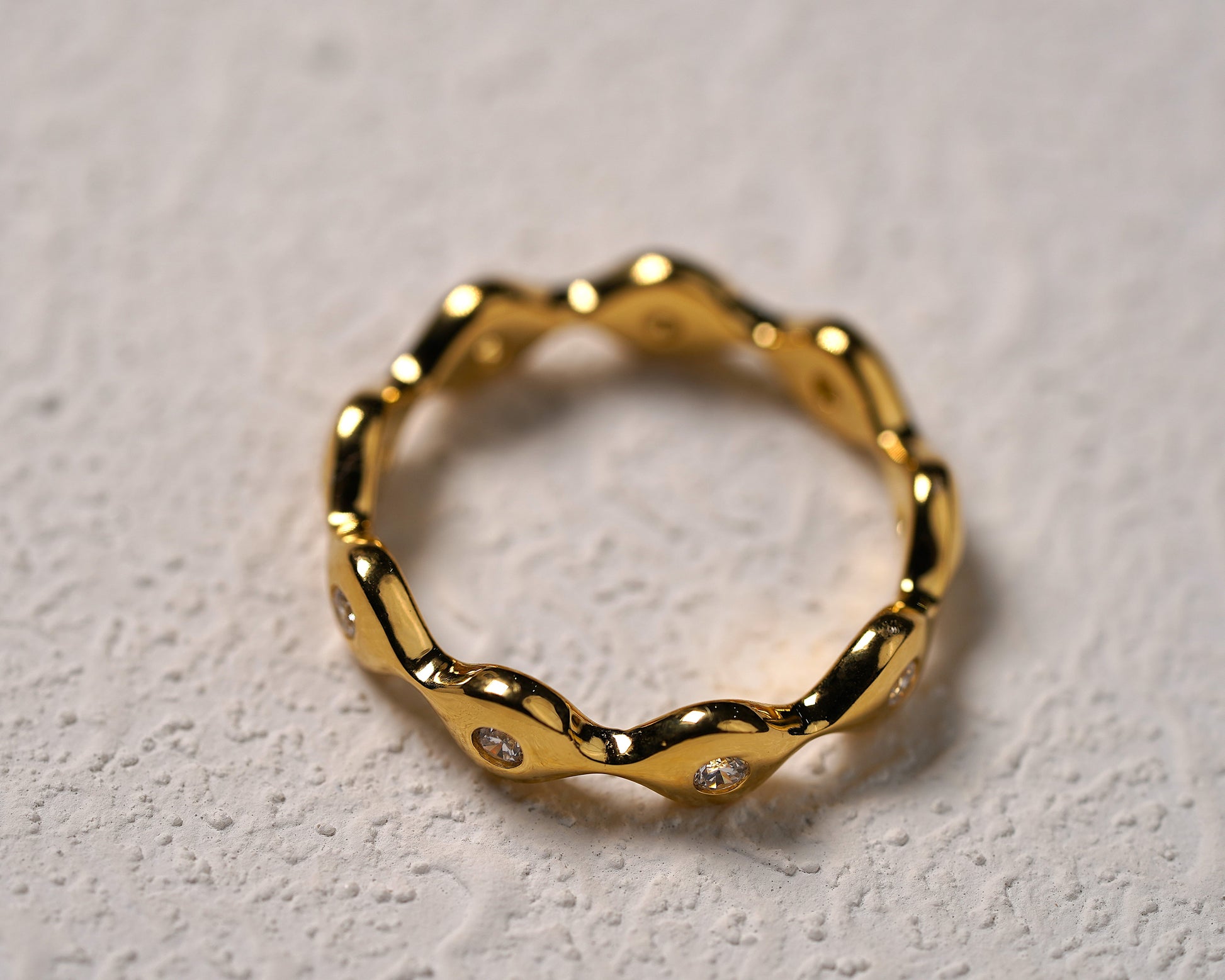 Gold Plated Sterling Silver Ring with Cubic Zirconia 