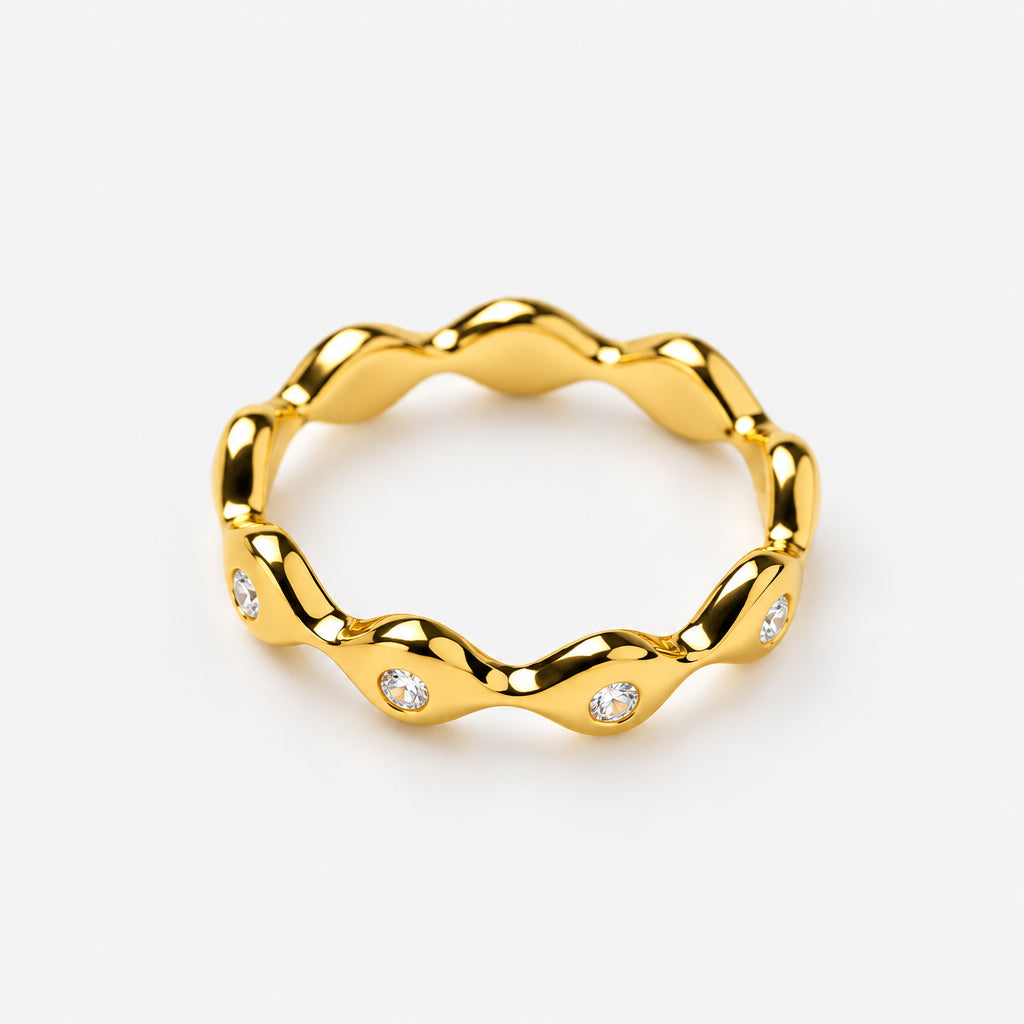 Gold Plated Sterling Silver Ring with Cubic Zirconia 