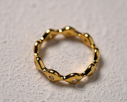 Gold Plated Sterling Silver Ring with Cubic Zirconia 
