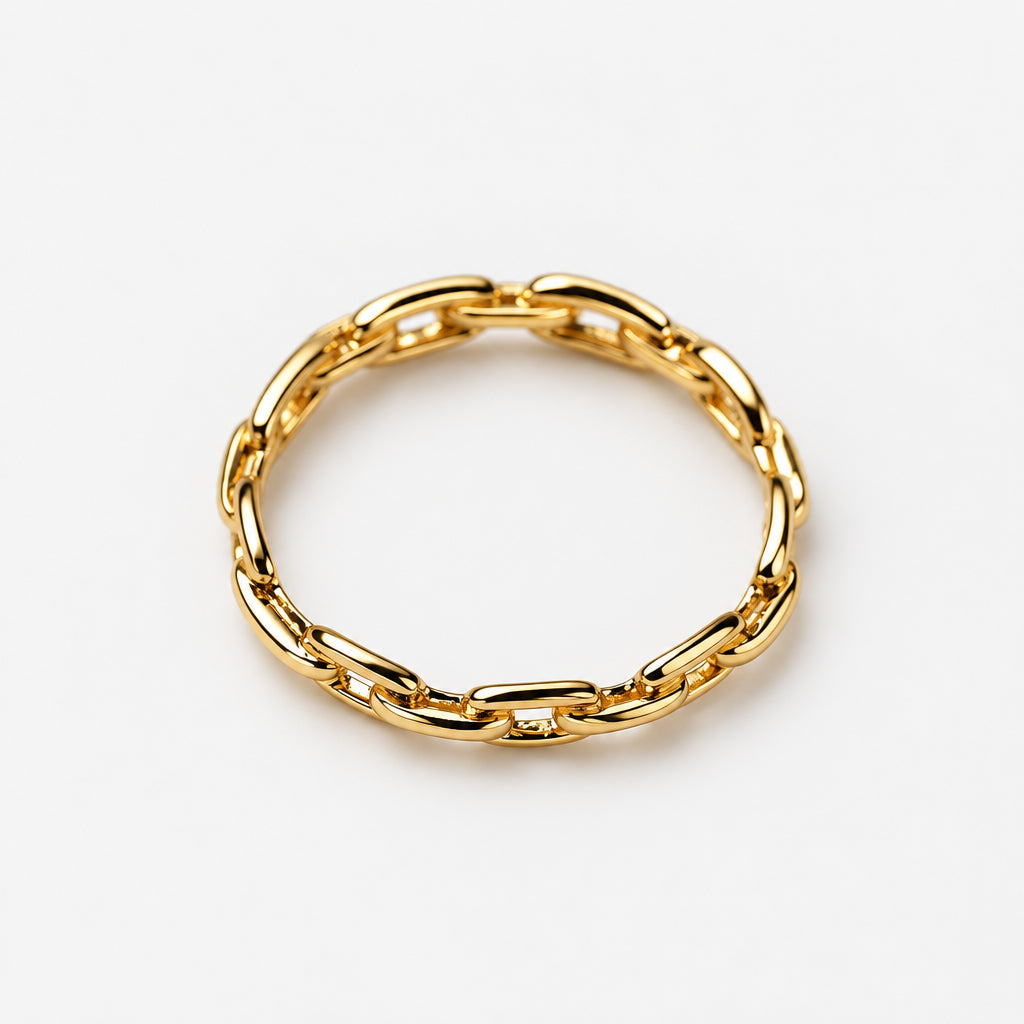 Gold Plated Sterling Silver Chain Ring - Griha Threads & Treasure