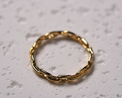 Gold Plated Sterling Silver Chain Ring - Griha Threads & Treasure