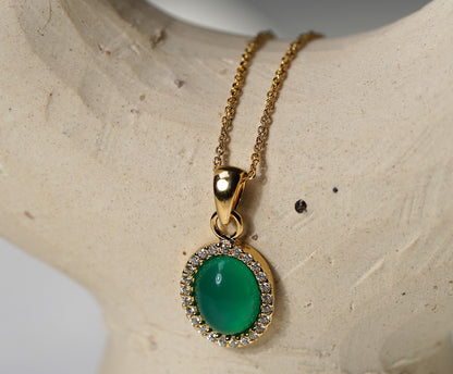 Green Agate Gold Plated Necklace