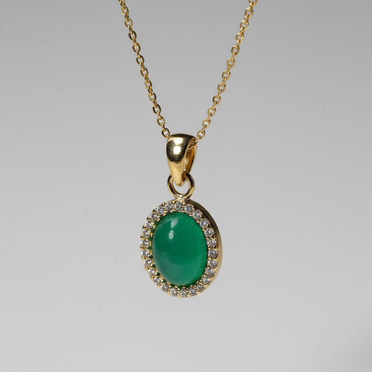 Green Agate Gold Plated Necklace