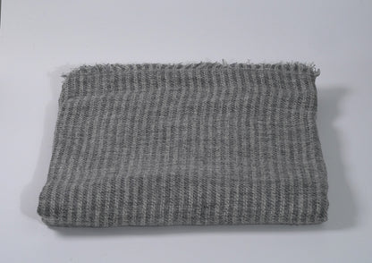 Grey and Blue Stripe Sheep Wool Shawl