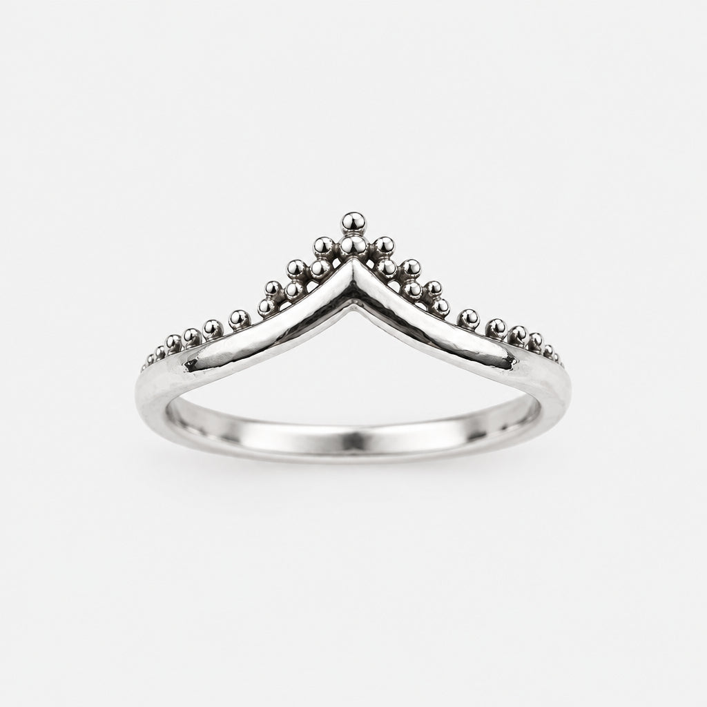 V Shaped Adorned Stacker Ring - Griha Threads & Treasure