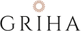 The brand logo for GRIHA, featuring the wordmark in black serif type with a stylized brown sun icon above the lettering, set against a solid white background.