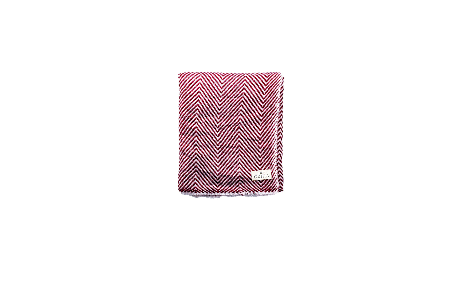Herringbone Pashmina Shawl White and Burgundy