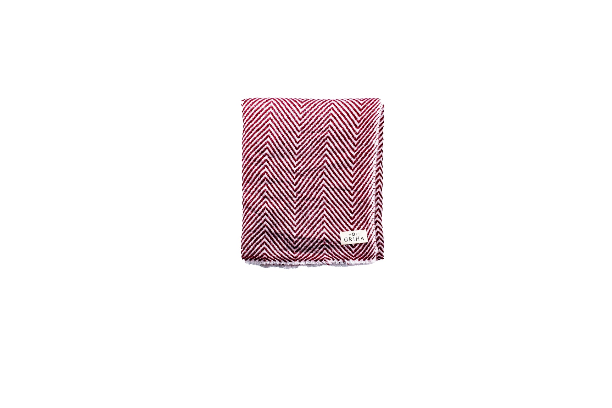 Herringbone Pashmina Shawl White and Burgundy