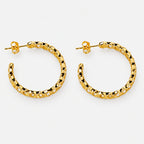 Gold Plated Honeycomb Hoop Earrings with Cubic Zirconia