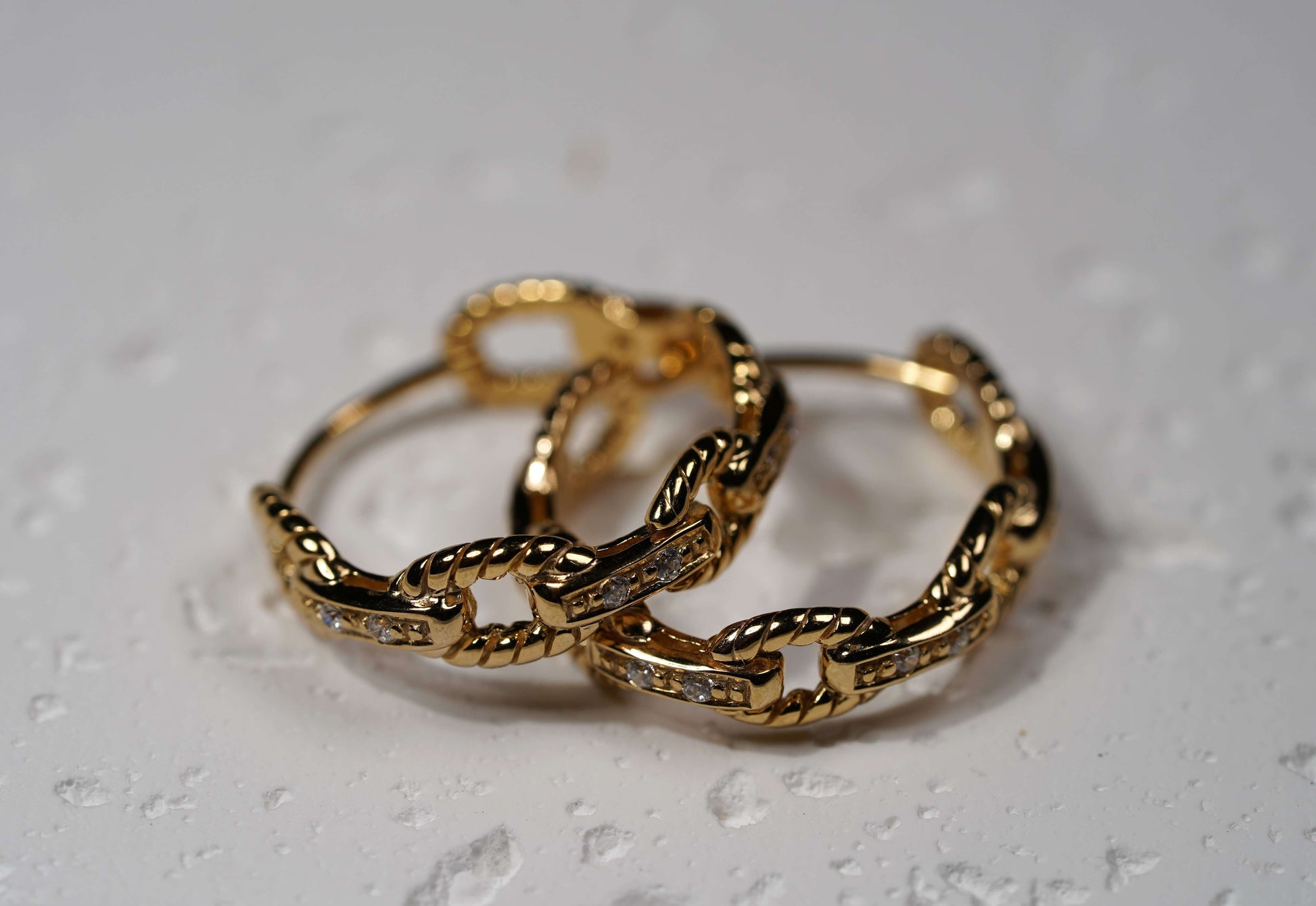 Gold Hoop Earring Chain Style Gold Plated Sterling Silver - Griha Threads & Treasure