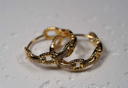 Gold Hoop Earring Chain Style Gold Plated Sterling Silver - Griha Threads & Treasure
