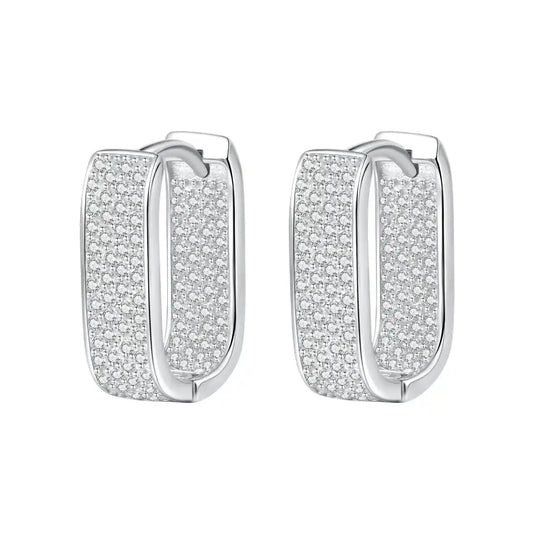 Iced Huggy Hoop Earring Sterling Silver