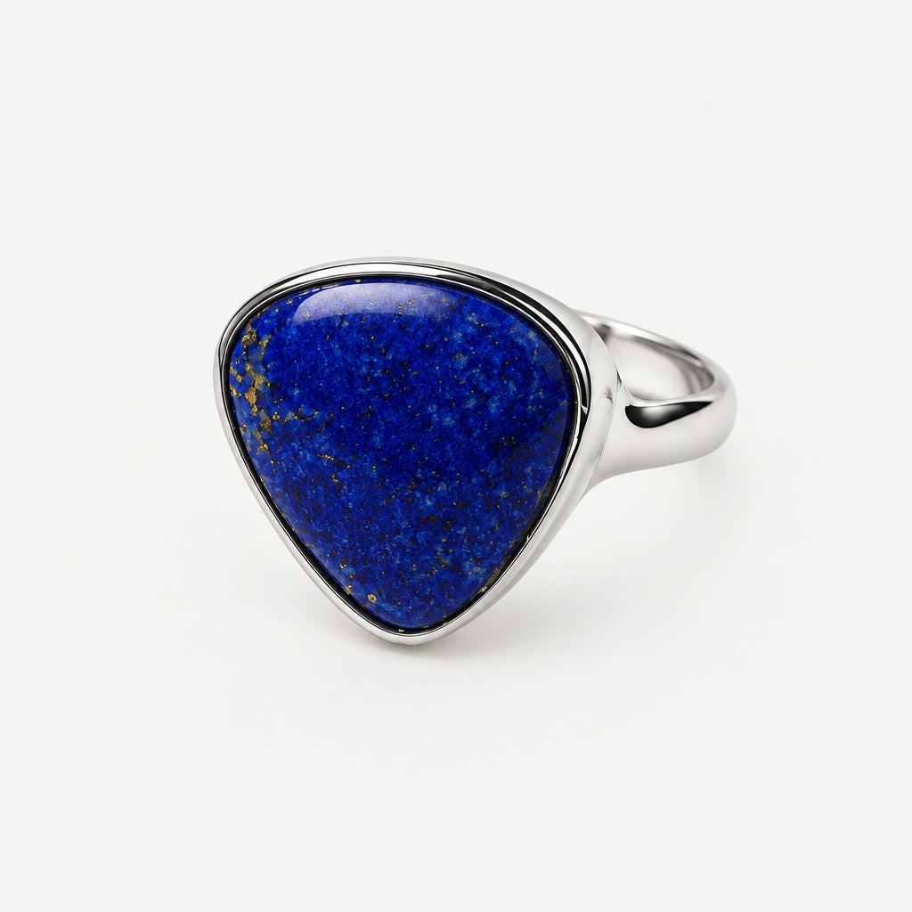 925 Sterling Silver Large Lapis Stone Ring